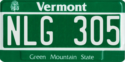 VT license plate NLG305