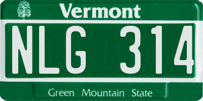 VT license plate NLG314