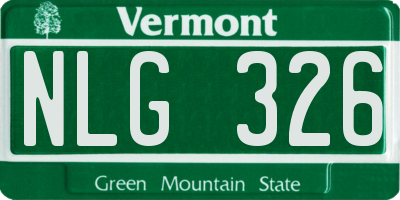 VT license plate NLG326