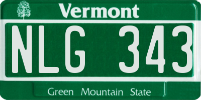 VT license plate NLG343