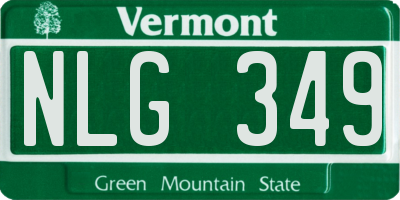 VT license plate NLG349
