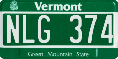 VT license plate NLG374