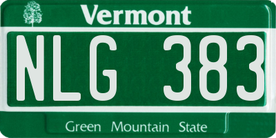 VT license plate NLG383
