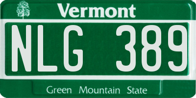 VT license plate NLG389