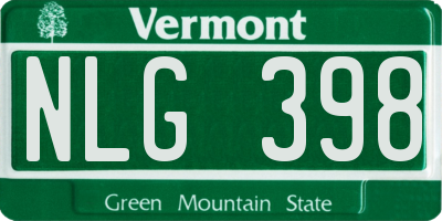 VT license plate NLG398
