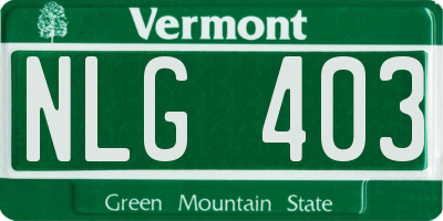 VT license plate NLG403