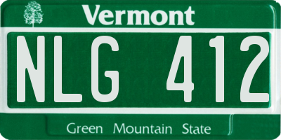 VT license plate NLG412
