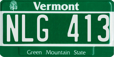 VT license plate NLG413