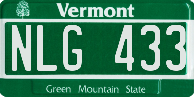 VT license plate NLG433