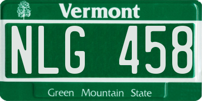 VT license plate NLG458