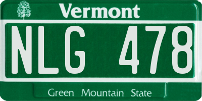 VT license plate NLG478