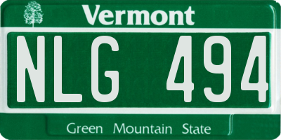VT license plate NLG494