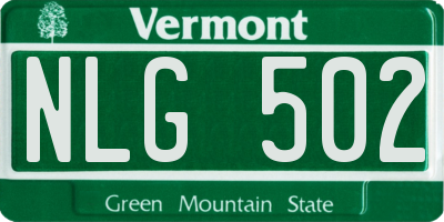 VT license plate NLG502