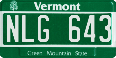 VT license plate NLG643