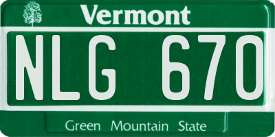 VT license plate NLG670