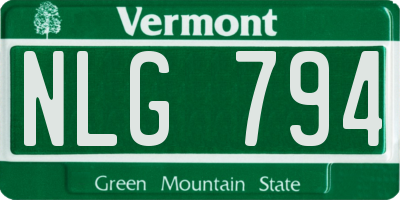 VT license plate NLG794