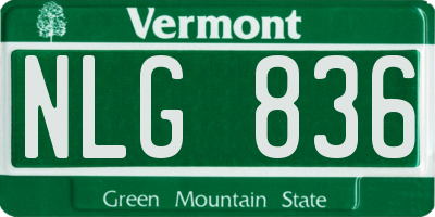 VT license plate NLG836