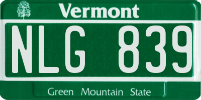 VT license plate NLG839