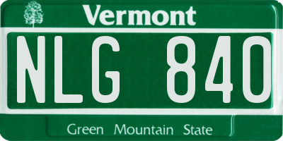 VT license plate NLG840