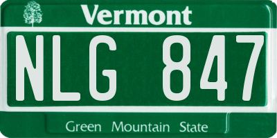 VT license plate NLG847