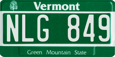VT license plate NLG849