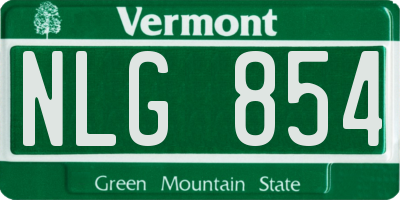 VT license plate NLG854