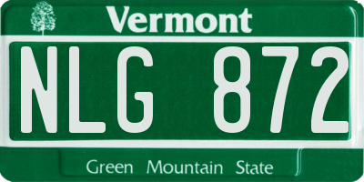 VT license plate NLG872
