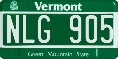 VT license plate NLG905