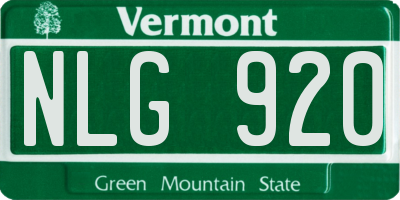VT license plate NLG920