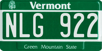 VT license plate NLG922