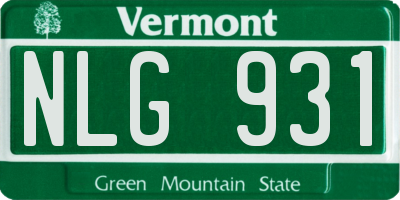 VT license plate NLG931