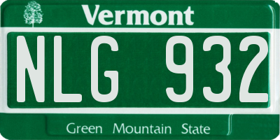 VT license plate NLG932