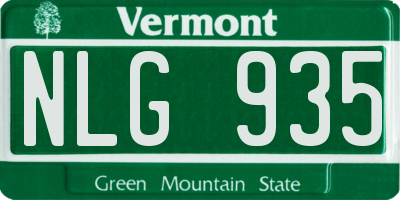 VT license plate NLG935