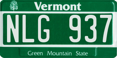 VT license plate NLG937