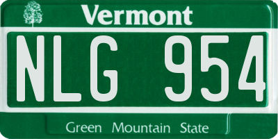 VT license plate NLG954