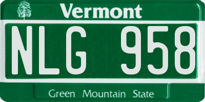 VT license plate NLG958