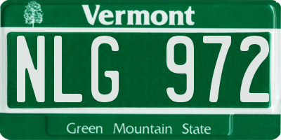 VT license plate NLG972