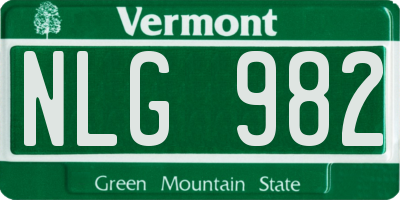 VT license plate NLG982