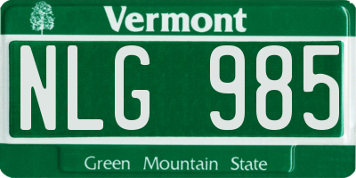 VT license plate NLG985