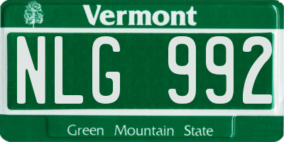 VT license plate NLG992
