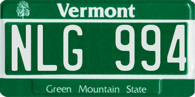 VT license plate NLG994