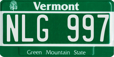VT license plate NLG997