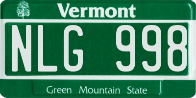 VT license plate NLG998