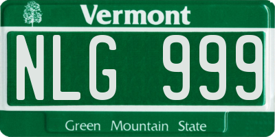 VT license plate NLG999
