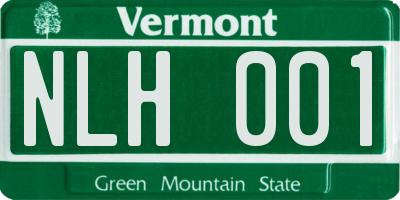 VT license plate NLH001