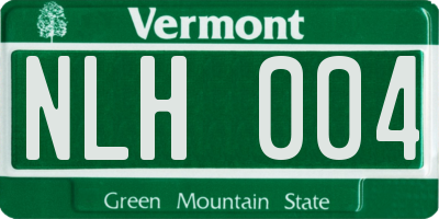 VT license plate NLH004