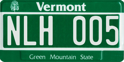 VT license plate NLH005