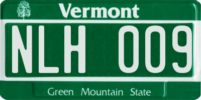 VT license plate NLH009