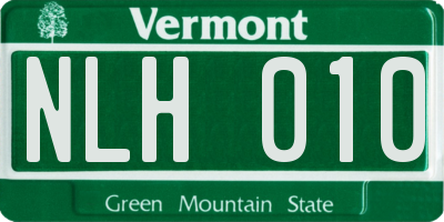 VT license plate NLH010