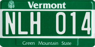 VT license plate NLH014
